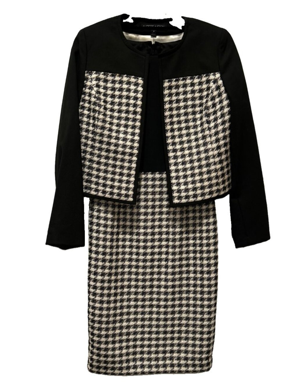 ALBERT NIPON Black & White Houndstooth 2 Piece Jacket and Dress Size 4
